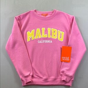 Social Scene NEW Pink Oversized Malibu California Sweatshirt XS